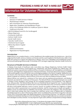 Information sheet for volunteer physiotherapists