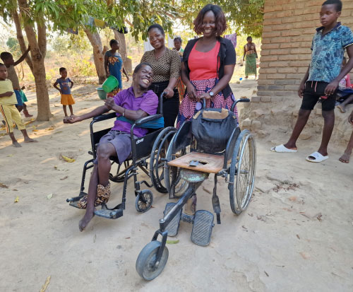 We provide wheelchairs to disabled clients in Malawi
