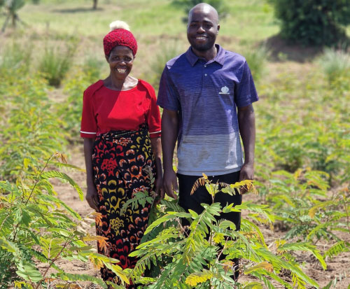 Severiano is helping his Mum to plant trees in Malawi