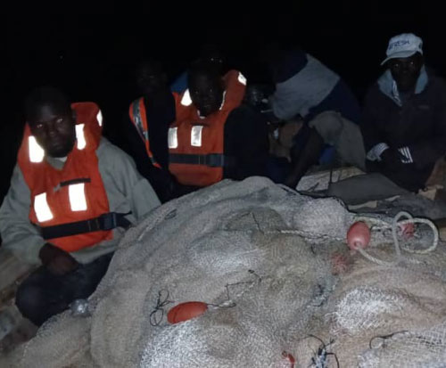 Night patrol confiscation of an illegal fishing net
