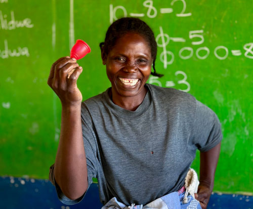 Maria is happy for the girls receiving menstrual cups