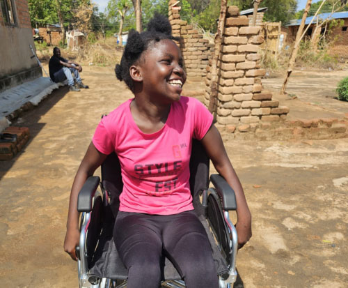 Fortune received a wheelchair in Malawi