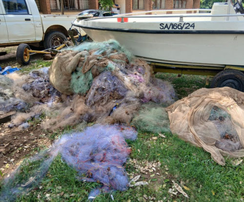 Salima District confiscate thousands of metres of monofilament net