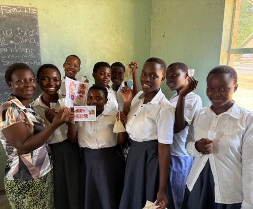 Schoolgirls after menstrual cup training in Malawi