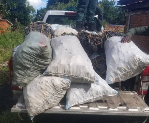A truck of confiscated illegal charcoal