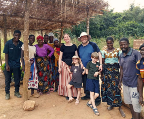 Rachel, Jack, Reuben and Alice visiting a community club