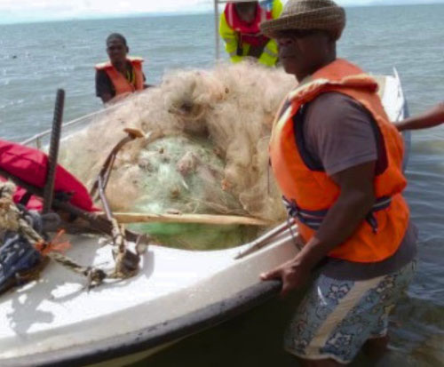 BVC team with some illegal fishing nets