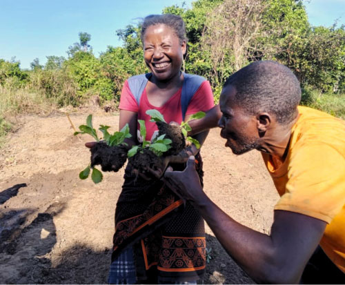 Club member with her vegetable seedlings