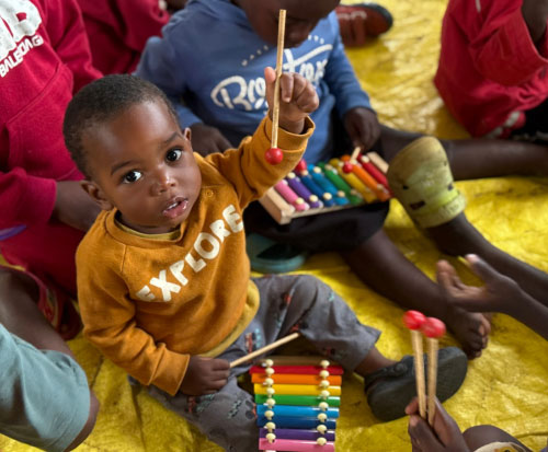 Playing music at preschool