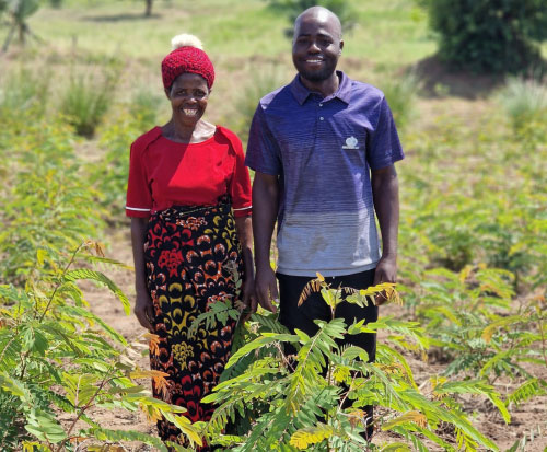 Katrina and Severiano with trees in 2025